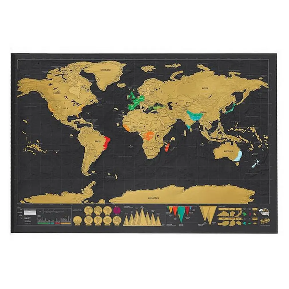 

Travel Scrape Off Map Personalized Deluxe Scrape Map World Scrape Off Foil Layer Coating Poster