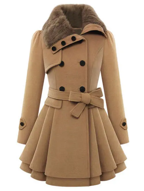 

Wipalo Women Fashion Double Breasted Turn Down Collar Coat Casual Solid Self Tie Belt Long Trench Coat Autumn Winter Overcoats