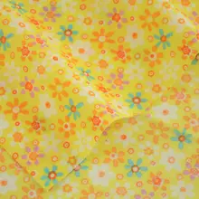 News Orange and Green Flowers Cotton Fabric Designs Yellow Color Sewing Tissue for Dolls Clothes Crafts Printed Art Work
