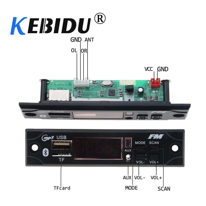 Kebidu Wireless Bluetooth Decoder Board Module MP3 WMA WAV AUX 3.5MM Car Audio MP3 Player USB TF FM Decoder Board With Remote