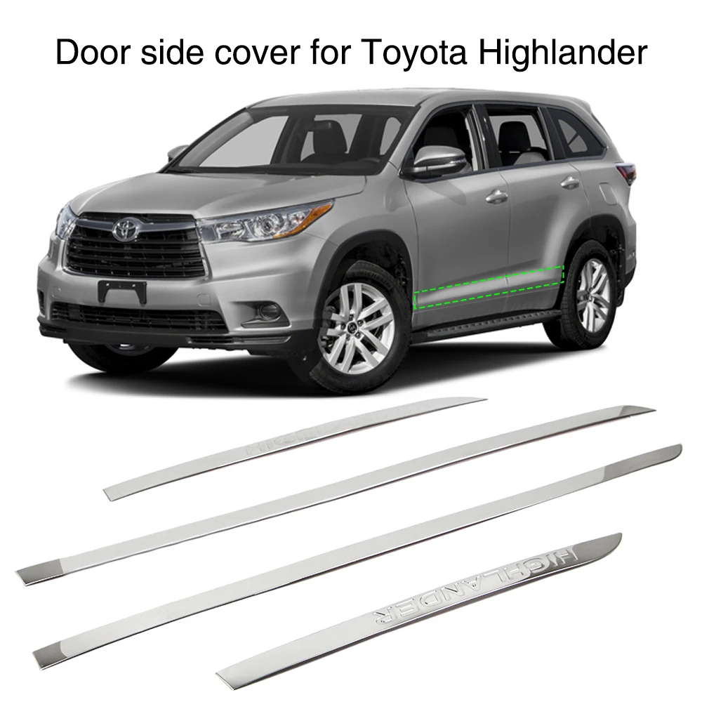 4pcs Door Side Cover Molding Trim Guard For Toyota Highlander 2015 2016