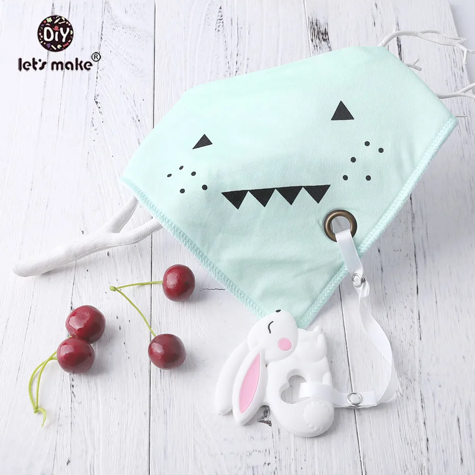 Let's Make Baby Stuff Bibs & Burp Cloths 1pc Cotton Bib Cartoon Silicone Teether BPA Free Baby Things Feeding Baberos Burp Cloth
