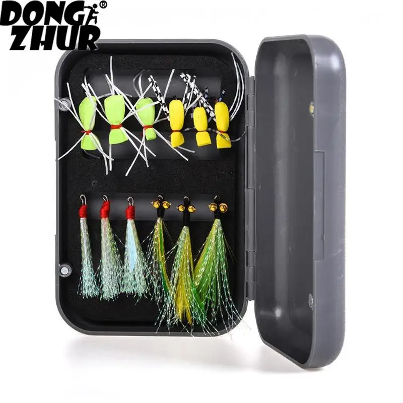 Fly Fishing Box With 12pcs Fly Fishing Flies Hooks Waterproof Plastic