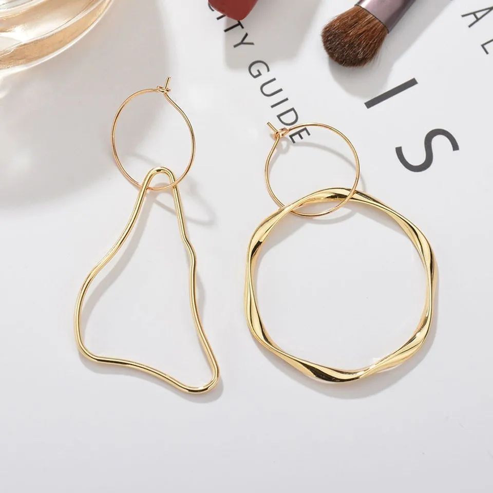 

Women Interesting Round&Irregular Earrings Fashion Jewelry Special Trendy Asymmetry High Quality Great Party Earrings
