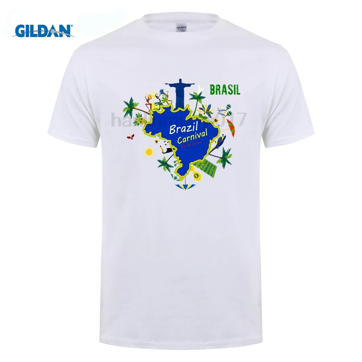

GILDAN Beach Style T-shirts Man Tree Fashion Round Neck Fitness Tshirts Funny Brazil Style T shirt Men