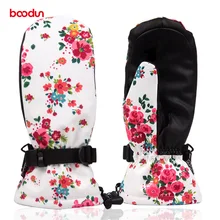 BOODUN Полный Finger женские лыжные перчатки SBR перчатки зимние уличные Утепленная одежда Водонепроницаемый и ветронепроницаемые перчатки дышащая