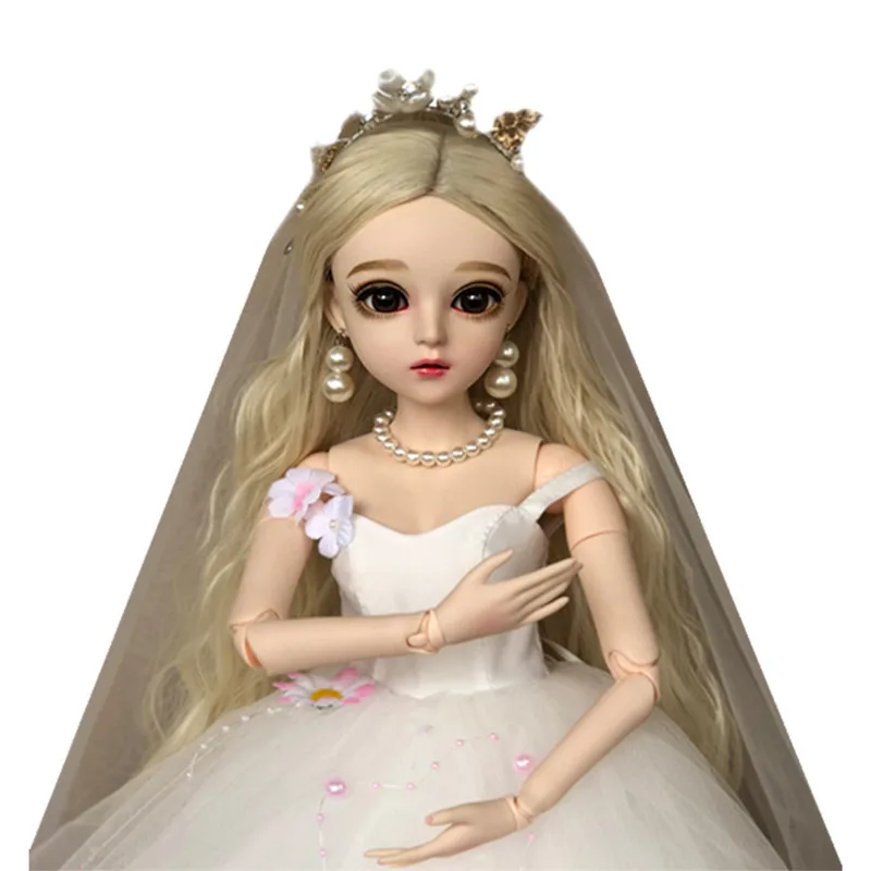 

60cm BJD Doll with White Wedding Dress Beautiful Makeup Doll Movable Joint Doll Valentine's Day For Girlfriend SD Doll 1/3