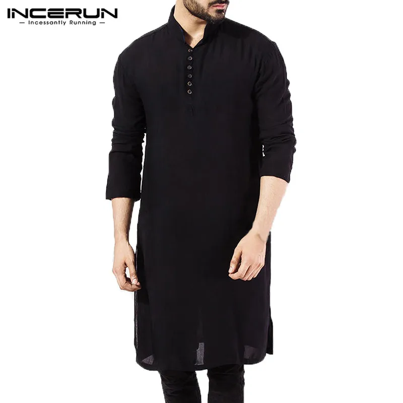 NEW Men Shirts Long Sleeve Dress Islamic Chemise Elegant Kaftan Robe Pakistani Man Indian Clothes Muslim Aaudi