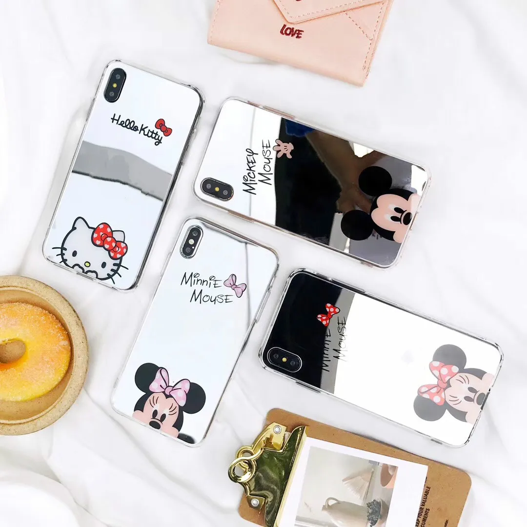 

Minnie Mouse Soft TPU Case for iPhone XS Max XR X 8 7 6 6S Plus Cute Cartoon Mickey Mirror Silicone Cover for iPhone XS Max Case