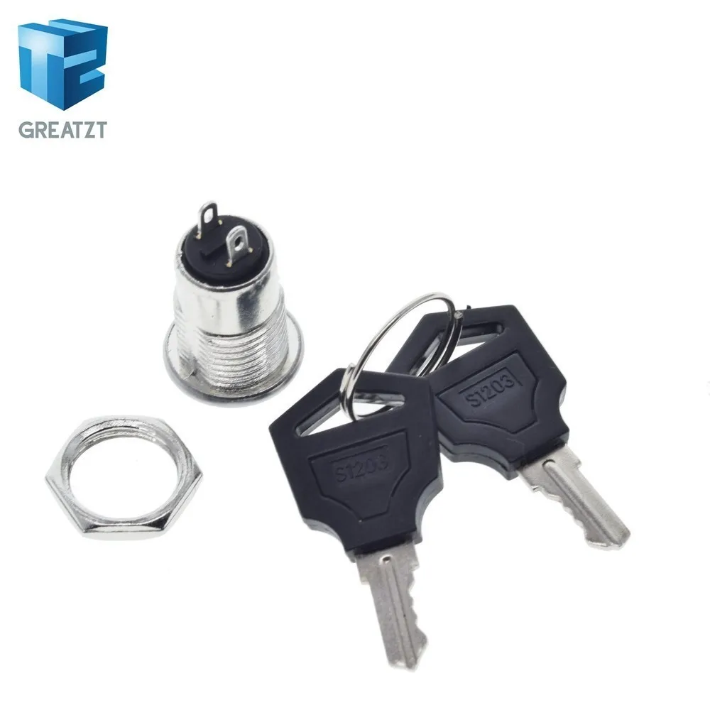 

1Pcs 12mm Stainless Steel Electronic Key Switch ON OFF Lock Switch Phone Lock Security Power Switch 12*21mm S1203 2PIN 2 Keys