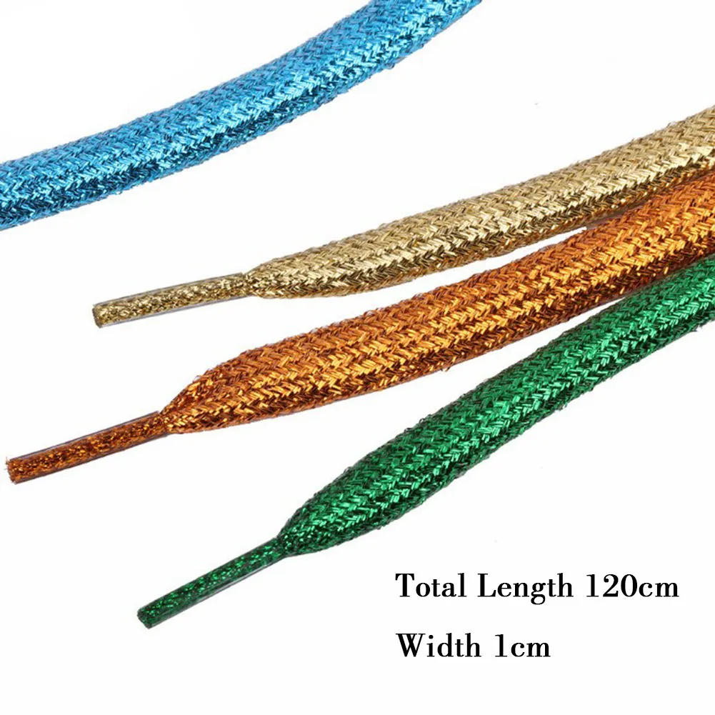 1 Pair 120cm Shiny Shoelaces Glitter Flat Sparkly Colors Shimmering Shoes Laces Hip Hop Punk Shoelace Candy Color Sneakers Laces