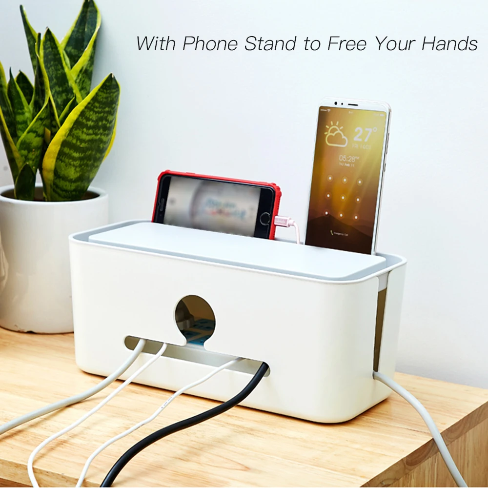 

Storage Boxes Wire Organizer Box Cable Management Electrical Outlet Bins For Power Strip Multi-Charger Wire Arranging Case