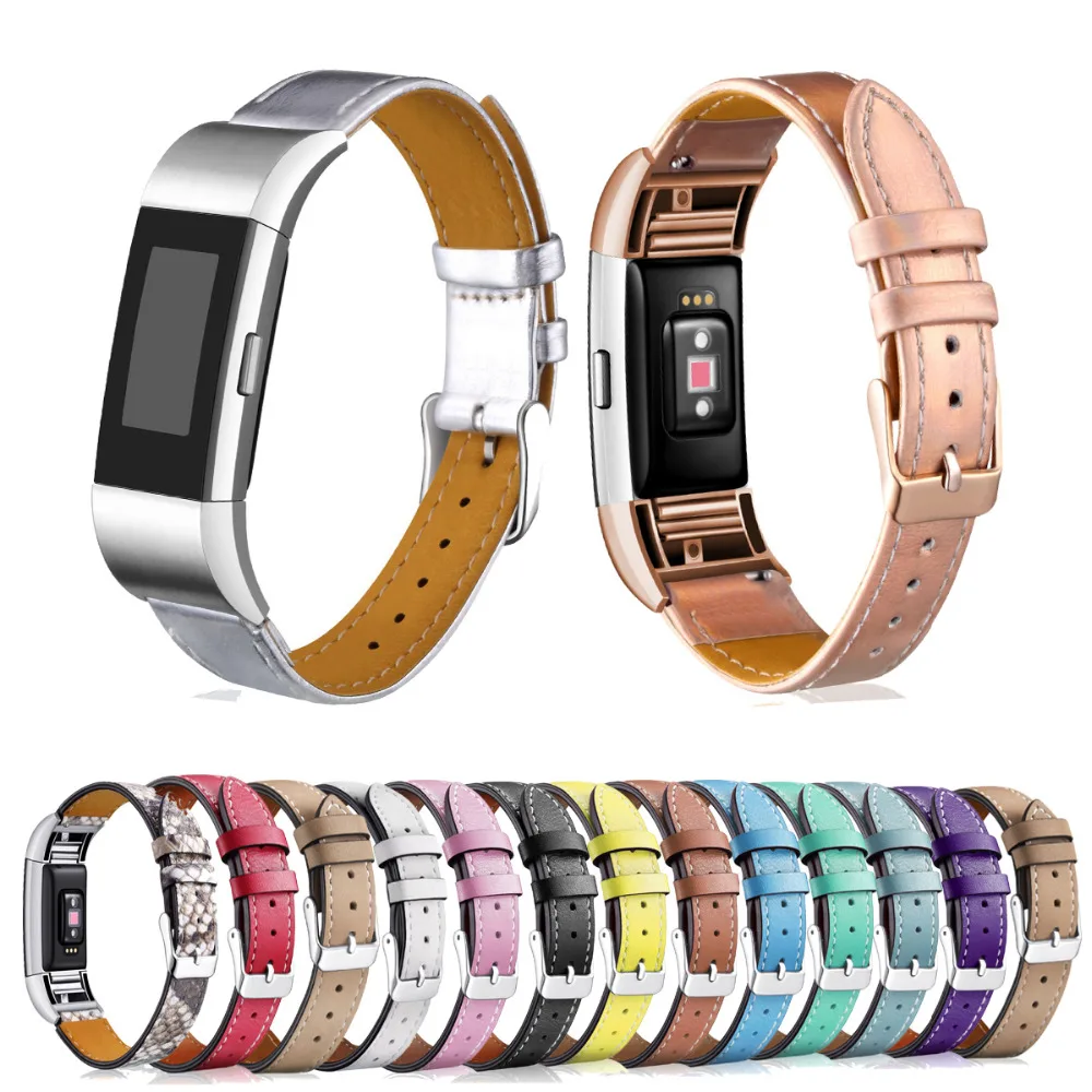 Сменные кожаные ремни для Fitbit Charge 2 Band умные фитнес-часы с нержавеющей рамкой