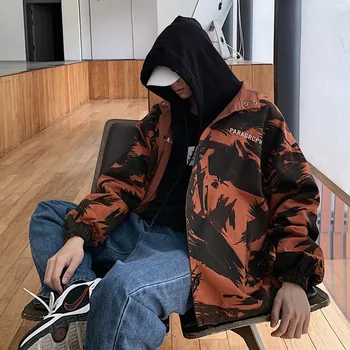 

2019 Spring Autumn New Pattern Men's Trend Brand Slim Casual Warm Clothes Korean Fashion Loose Camouflage Both Sides Jacket