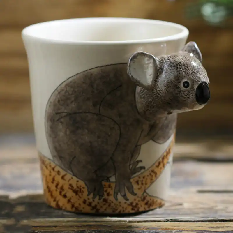Kreatif Hewan Mug Keramik Digambar Tangan Koala Kartun Hadiah