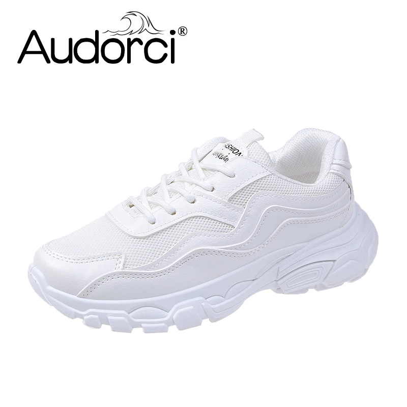

Audorci 2019 Spring Women Fashion High Quality Flats Shoe Woman Lace-up Casual Shoes Female Outdoor Breathable Sneaker Size35-40
