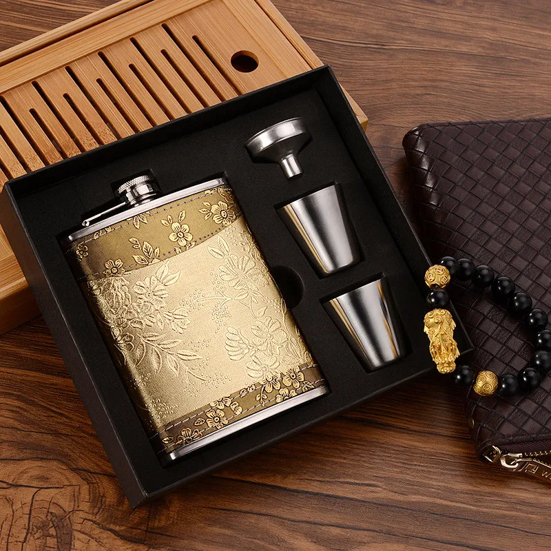 

Stainless Steel Hip Flask Set 7oz or 8oz Best Man Gift Box Packing Luxury Alcohol Hip Flasks Whiskey Wine Bottles Drinkware DA