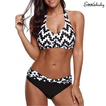

Hirigin 3D Printed Sexy Women Bikini Set Bandage Sexy Swimwear 2019 New Push Up Padded Biquini Swimsuit Beach Women Bathing Suit