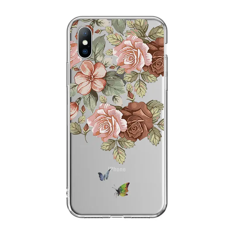 Ottwn Мягкий силиконовый чехол для iPhone 11 7 8 6 6S Plus 5 SE ретро чехлы с листьями и цветами