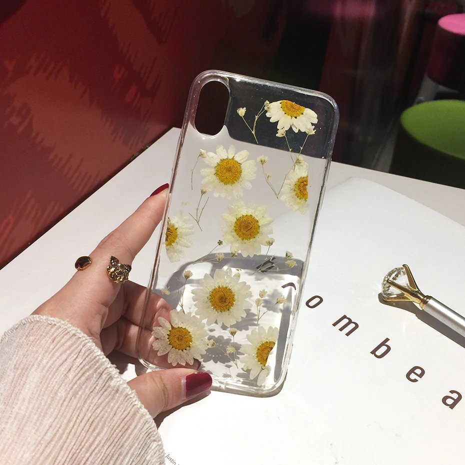 Чехол для телефона Qianliyao с натуральными сушеными цветами iphone xr xs max x 6 6s 7 8 plus 11 Pro Max