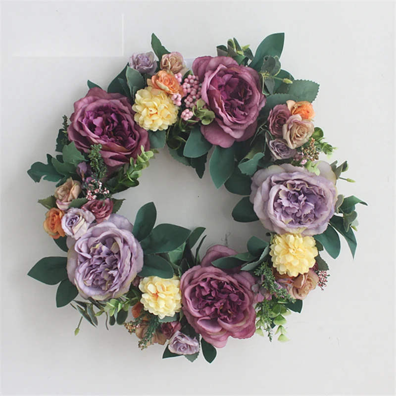 Rose Flower Wreath Artificial Wreaths Garland Wedding Hanging Wreath