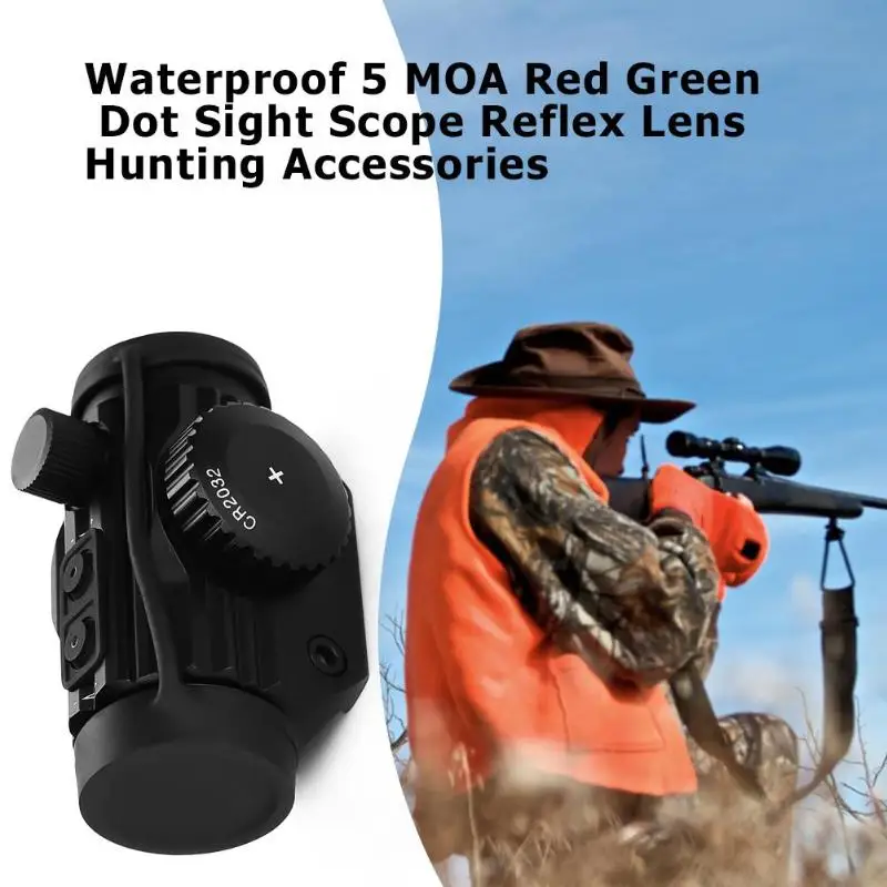 

Waterproof 5 MOA Red Green Dot Sight Scope Reflex Lens Hunting Accessories