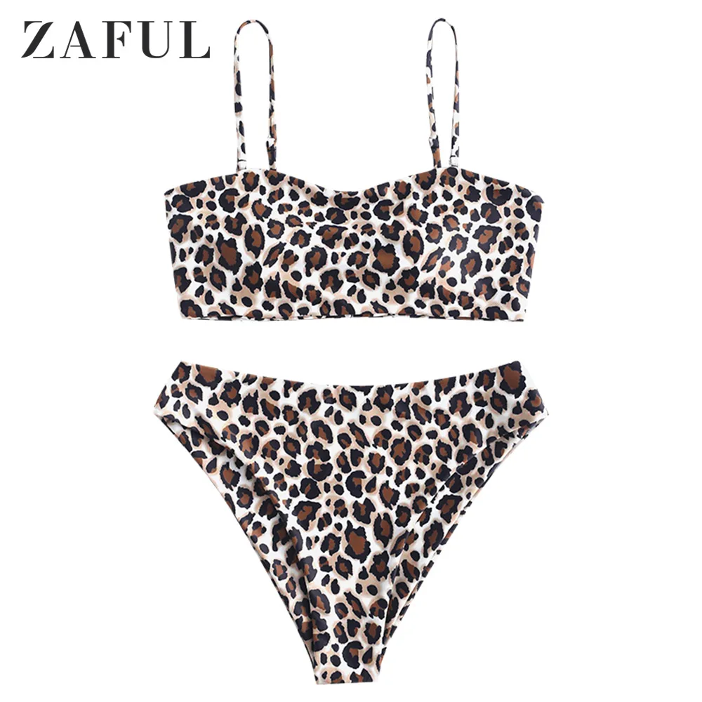 

ZAFUL High Cut Leopard Bikini Bikinis Set Swimsuit Swimwear Women Female Two Pieces