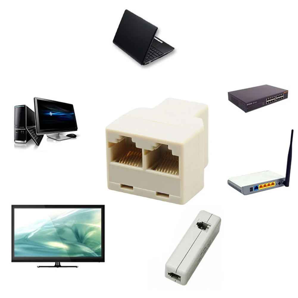 RJ45 Сплиттер соединитель от 1 до 2 способ двойной женский Cat6/5/5e Lan Ethernet сетевой
