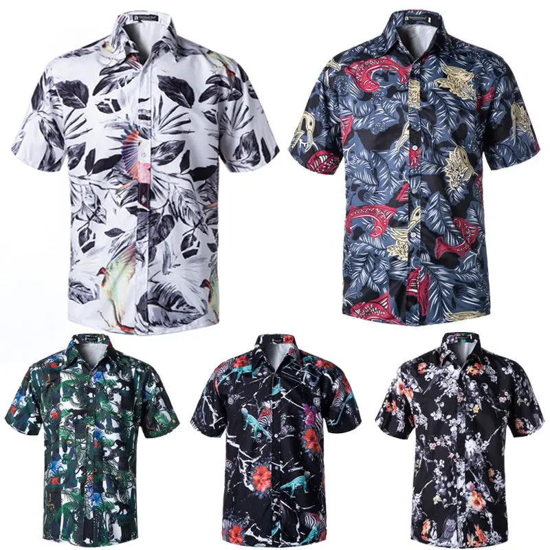 

Men's Hawaiian Style Shirt Summer Short Sleeve Floral Printed Beach Wear Shirts Party Wear Shorts Sleeve Tops