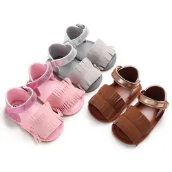 Детские сандалии для маленьких девочек Обувь для новорожденных с бахромой и открытым носком Модные сандалии для девочек 3 цвета обувь для