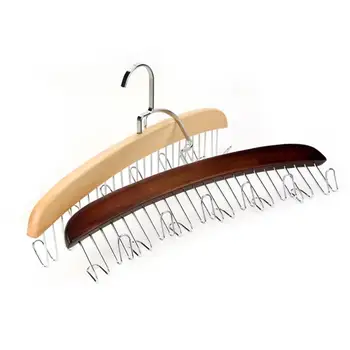 

Multifunctional Tie Hanger Solid Wood Clothes Rack Belt Scarf Hanger with 12 Hooks for Wardrobe Cabinet Cupboard