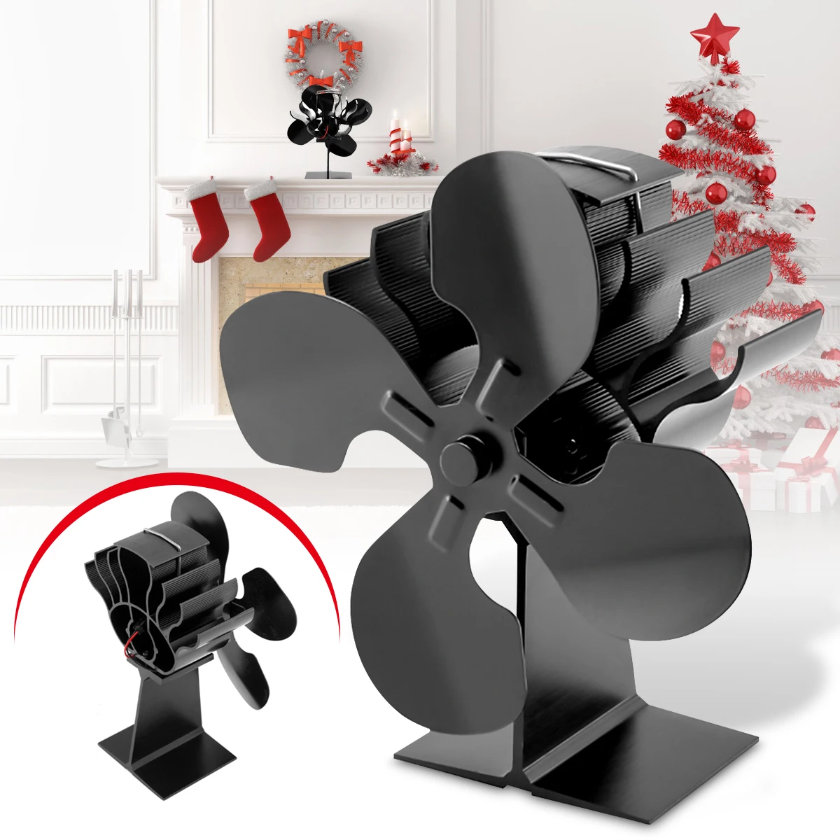 

4 Blades Heat Powered Stove Fan for Wood / Log Burner/Fireplace for Eco for MG High Quality