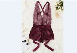 2019 для женщин сексуальное женское белье Корректирующие боди для кружево Цветочный ночное Babydolls пижамы одна деталь дамы костюм без рукаво