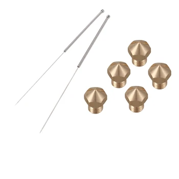 

MK10 Nozzle for 3D Printer Makerbot Parts and Extruder Cleaning Tools Kit M7 Thread 0.4mm Nozzle 5 Pieces and 2PCS Drill Bit f