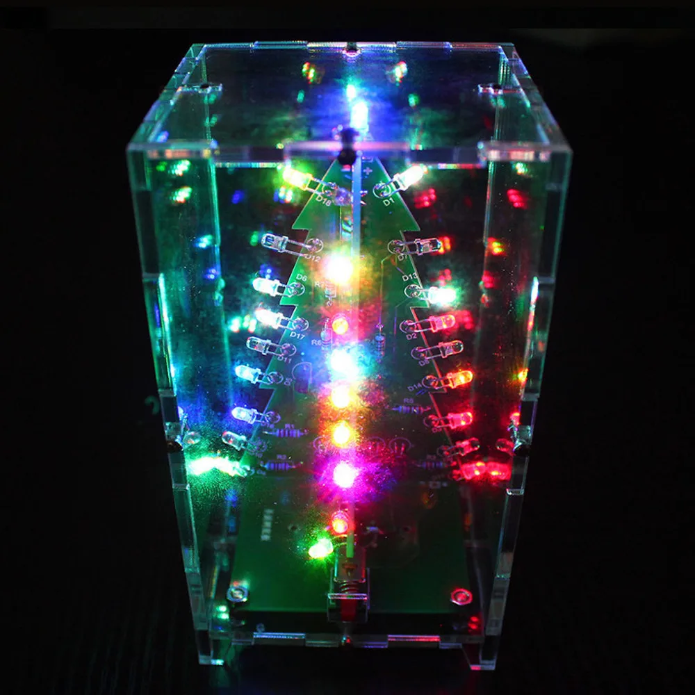

Three-Dimensional 3D Christmas Tree LED DIY Kit Red/Green/Yellow LED Flash Circuit Acrylic Kit for school education lab Module