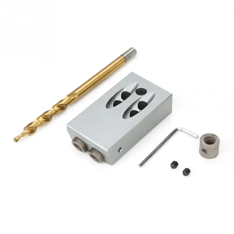 Pocket Hole Drill Guide Woodworking Oblique Drill Guide Set Positioner Locator Tool 9.5mm Pocket
