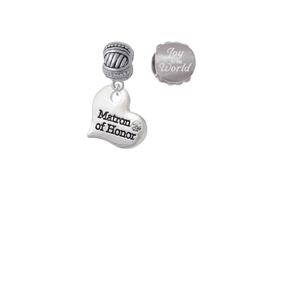 Silvertone Large Matron of Honor Heart Joy to the World Charm Beads (Set 2) |