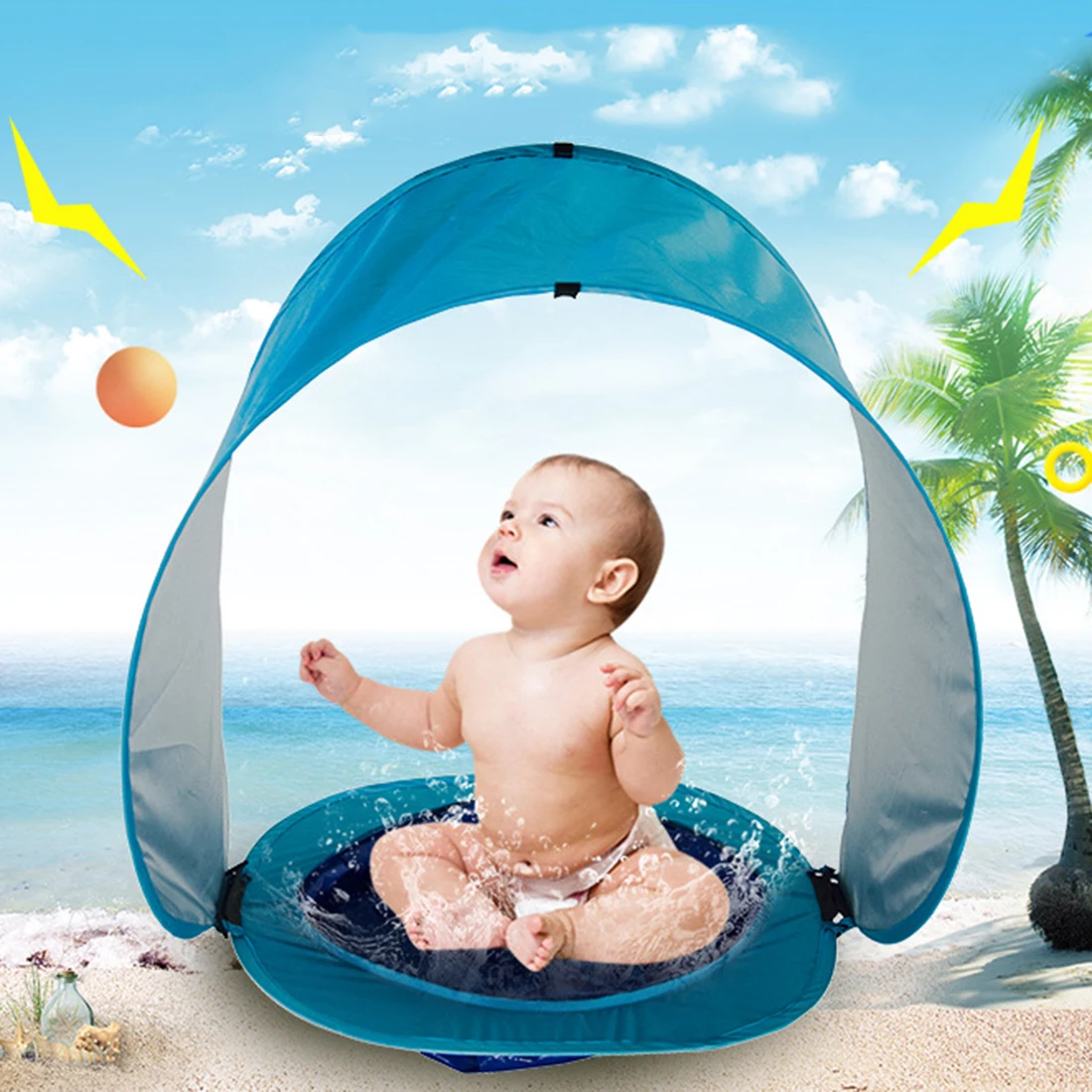 

Portable Beach Pool Tent Beach Waterproof Tent Shade UV-protecting Sunshelter Sun Protection Home Pool for Baby Over 6 Months