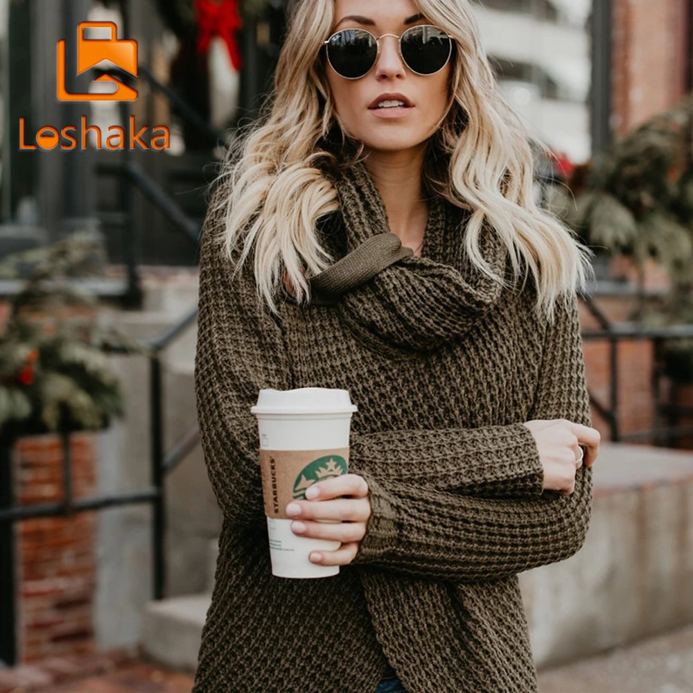 

LOSHAKS Fashion Autumn Winter Warm Sweater Long-Sleeve Elastic Sweater Female Pullover Turtleneck Knitted Sweaters Tops