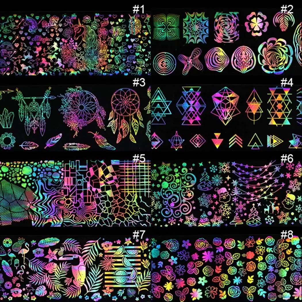 Multi Pattern теплообмена дизайн ногтей Стикеры DIY Советы коллекция подарок