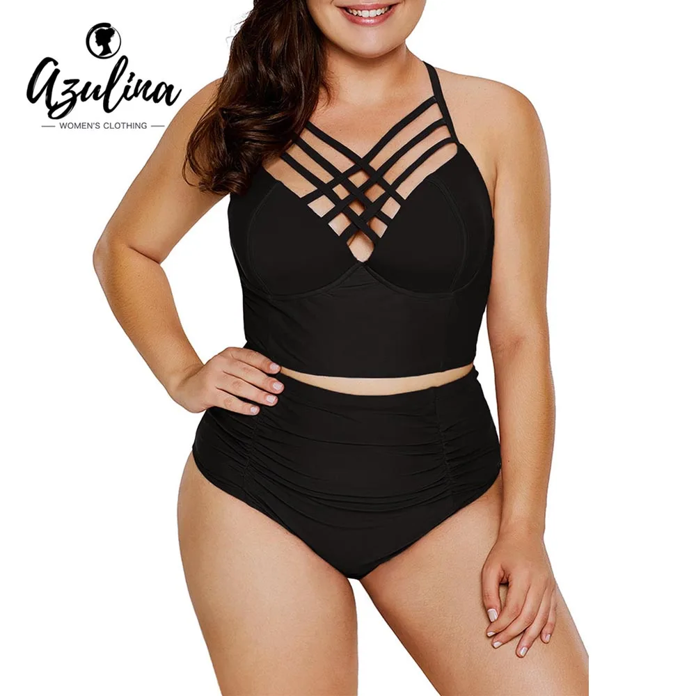 

Rosegal Plus Size Women Sets Criss Cross Underwire Tankini Set Sexy 2Pieces Sets Vacation Beach Triangle Shorts Swimwear Summer