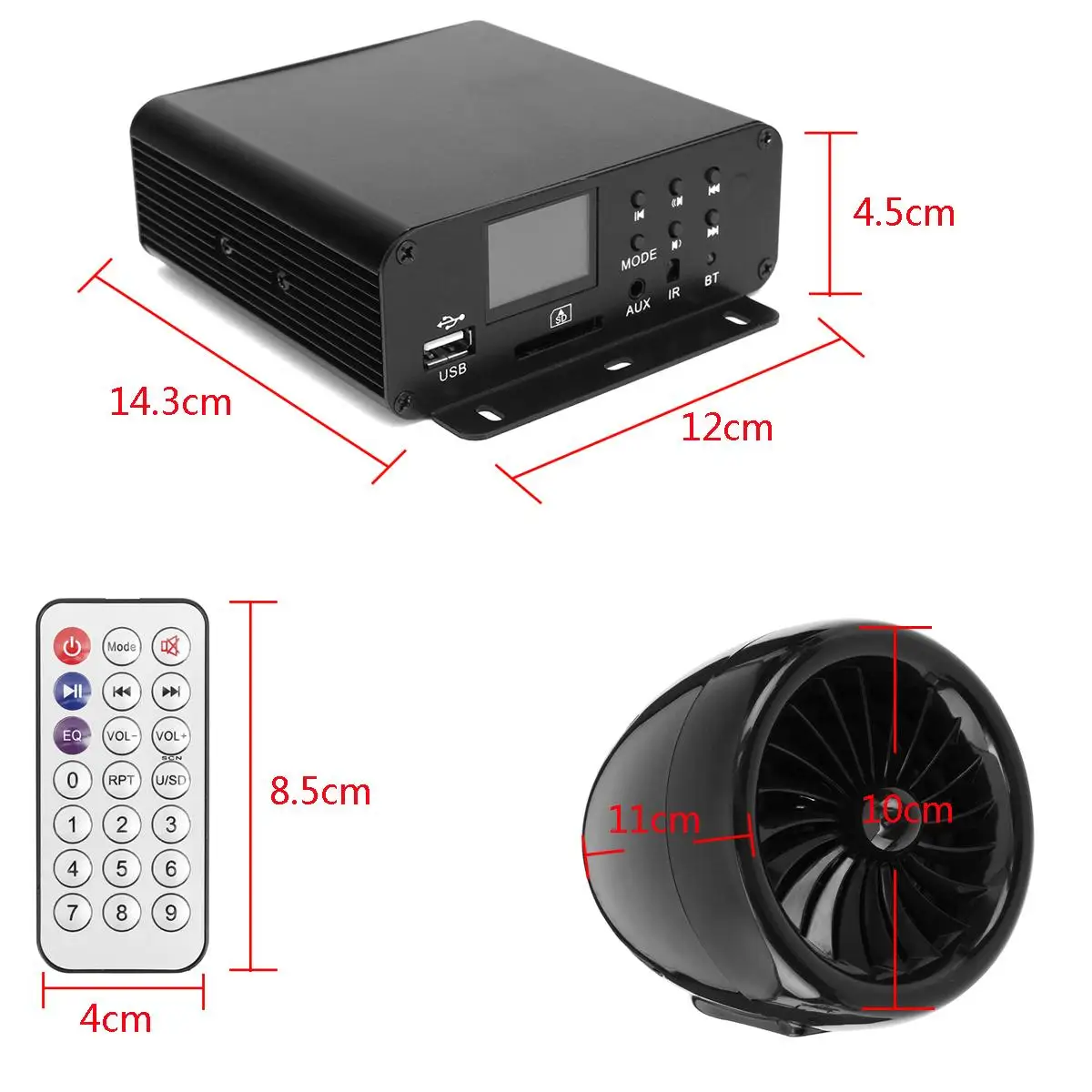 Mofaner Мотоцикл ATV Audio1000W 12V LCD bluetooth 4 колонки + усилитель системы Руля