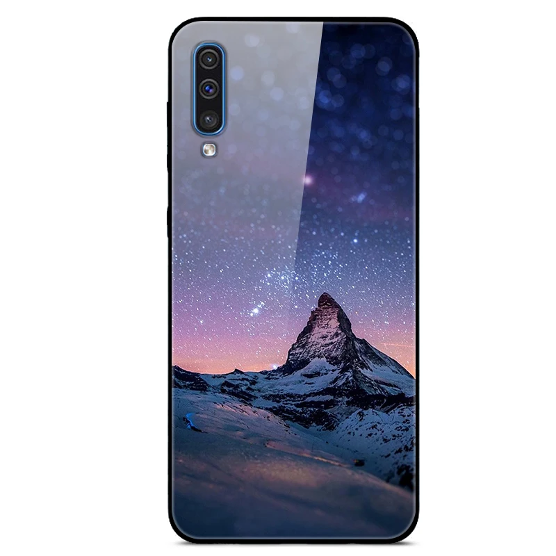 Popular Case For Samsung Galaxy A50 6.4 Case Cool Print Luxury Glass Hard Back Cover For Samsung A50 Case A505F TPU Frame A 50