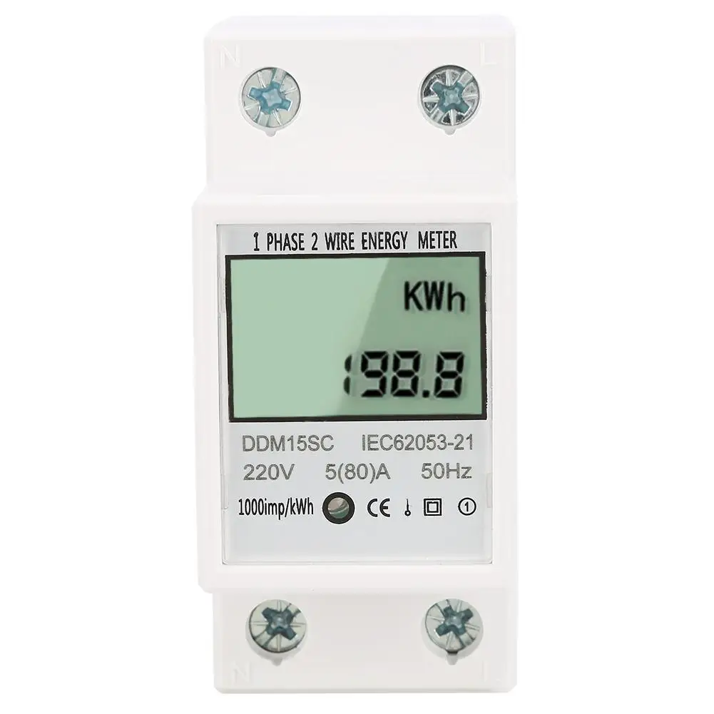 

Digital Energy Meter 5-80A DDM15SC LCD Digital Display Single Phase DIN-Rail Electronic Energy KWh Meter