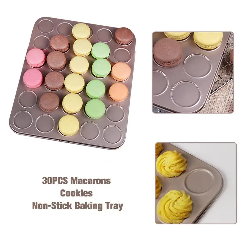 

30PCS Macarons Cookies Non-Stick Carbon Steel Baking Tray Cake Cookies Baking Tools Kitchen Accessories