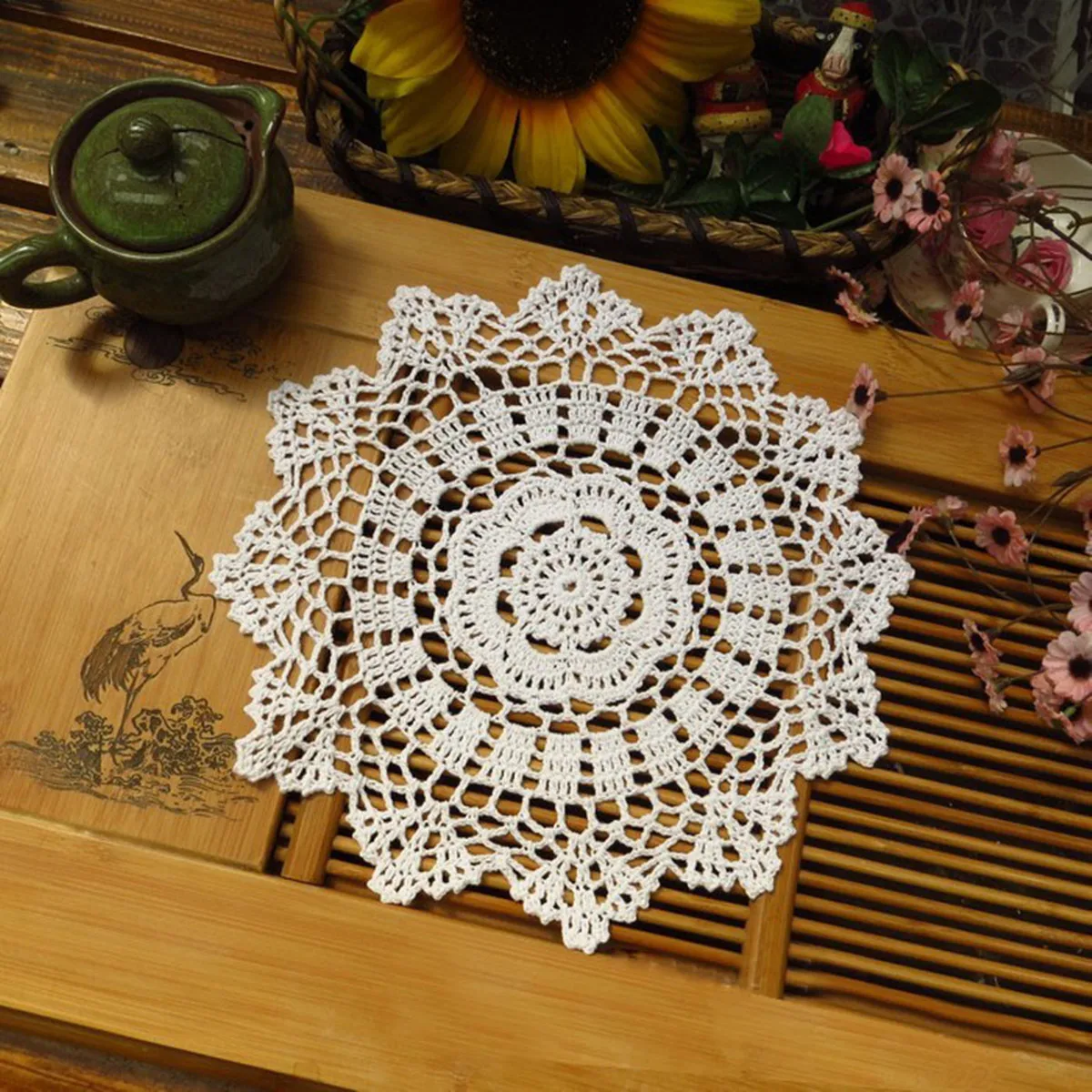 30 см круглый ретро Вязание крючком кружева Doilies Цветочные подставки для кружек дома кофе магазин стол дизайн декоративные ремесла домашний текстиль