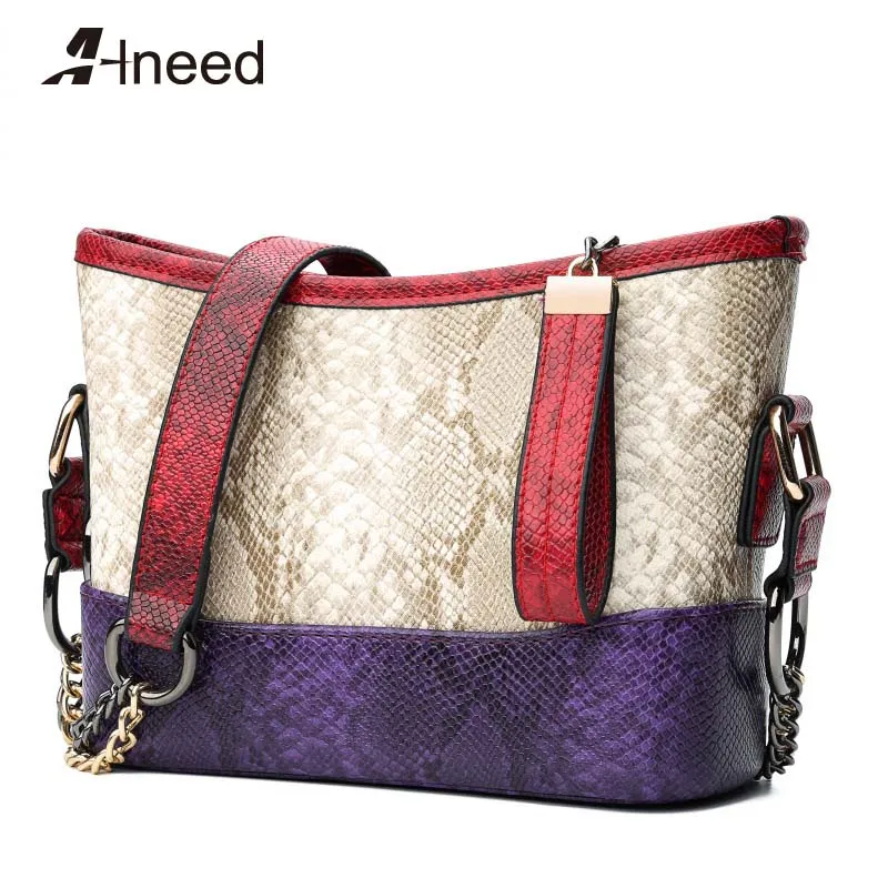 

ALNEED Bags for Women 2019 Fashion Serpentine Bucket Bag Luxury Designer Shoulder Bags Small Chain Messenger Bag Bolsa Feminina