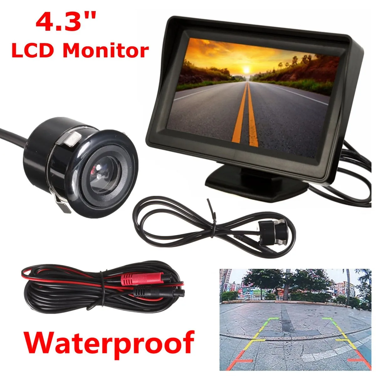 

TFT LCD Car Parking Monitor Waterproof Rear View Mirror Reverse Back Up Camera Night Vision Truck DVD Display Sensor System