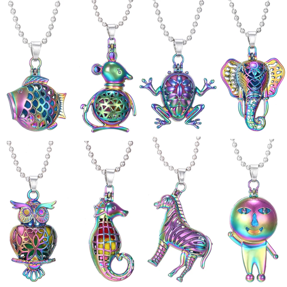 

2019 New Colorful Aromatherapy Necklace Diffuser Pendant Owl Elephant Essential Oil Diffuser Locket Pendant Aroma Necklace