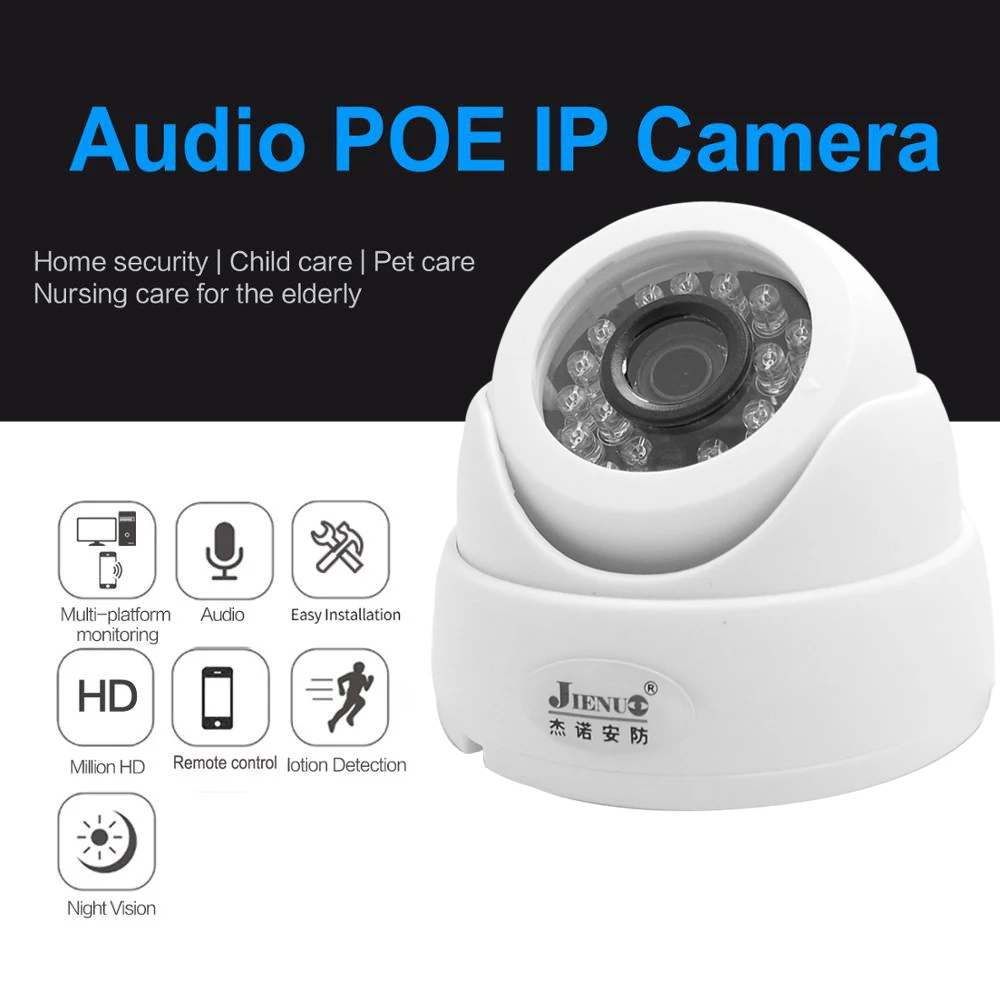 JIENUO Poe Ip камера 1080P Cctv охранное видеонаблюдение 2MP инфракрасное домашнее